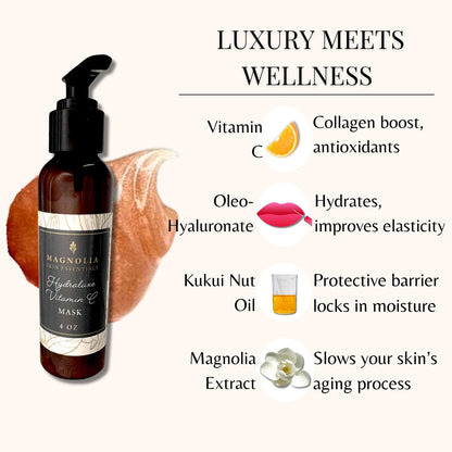 Hydraluxe Vitamin C Mask with key ingredients vitamin C, Oleo-Hyaluronate, kukui nut oil and magnolia extract